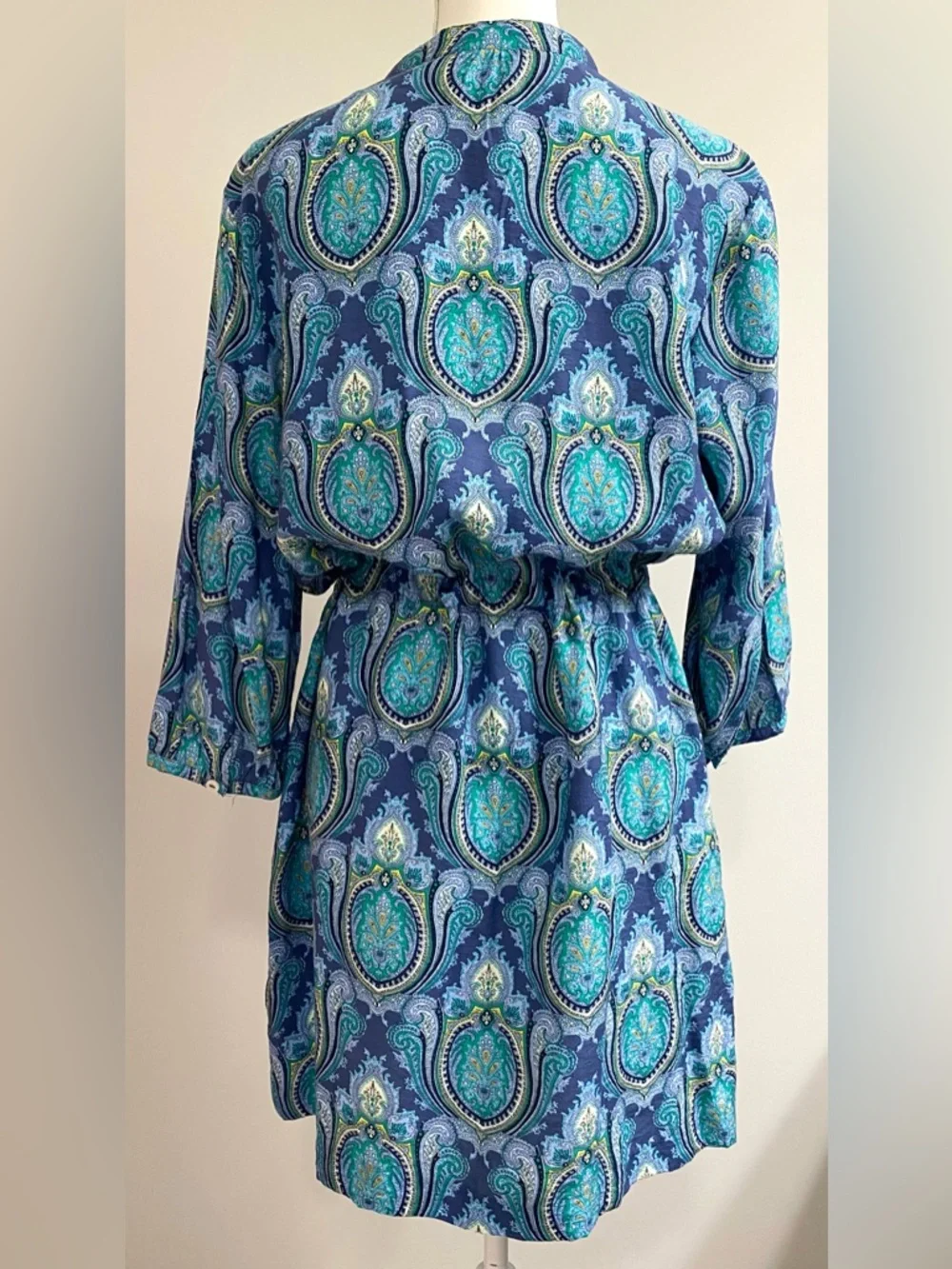 Tommy Hilfiger Womens XL Blue Paisley LongSleeve Utility Button-Front Mini Dress - Picture 5 of 14